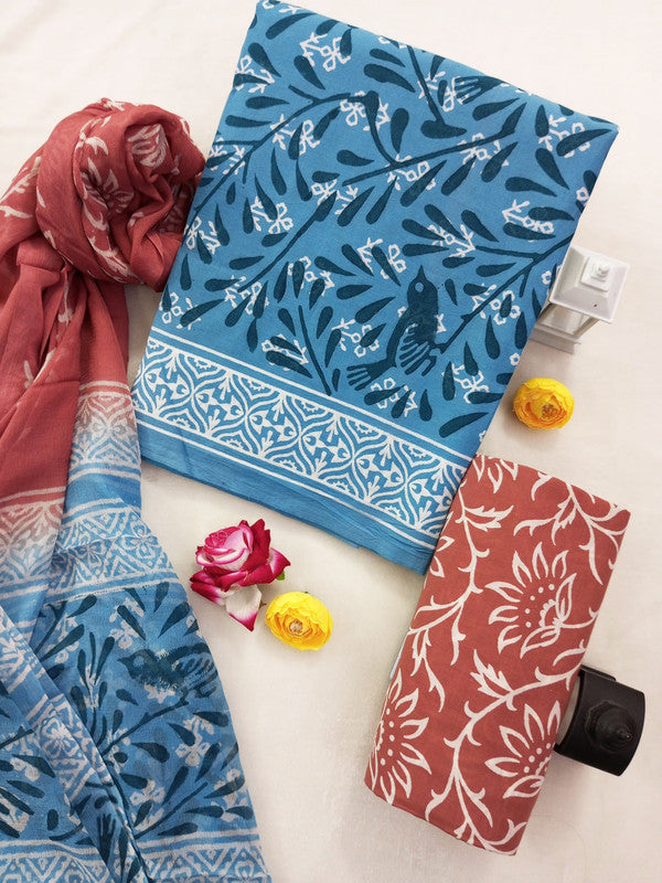 Cotton Suit Set with Chiffon Dupatta ( CH1293 )
