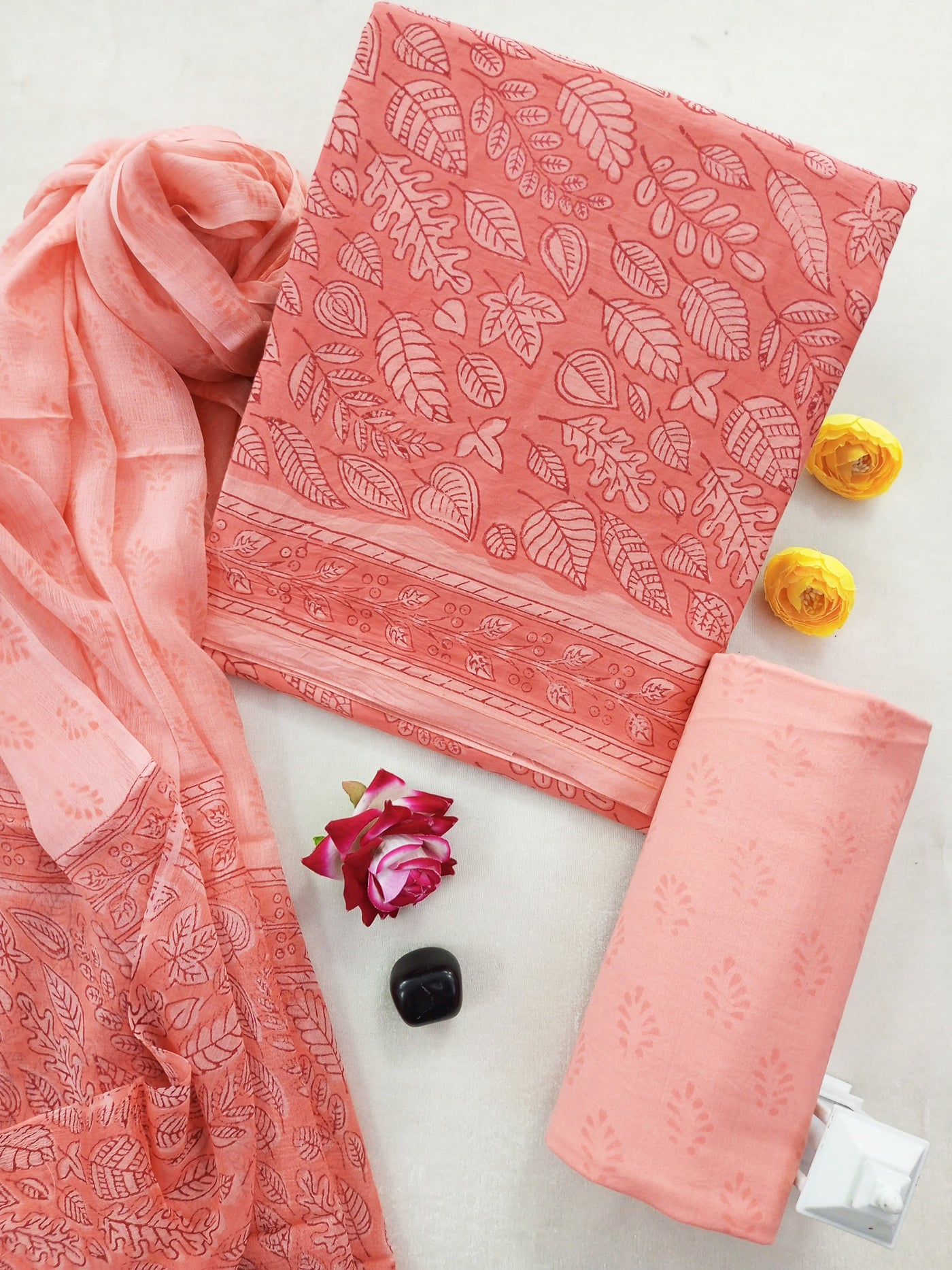 Cotton Suit Set with Chiffon Dupatta ( CH1307 )