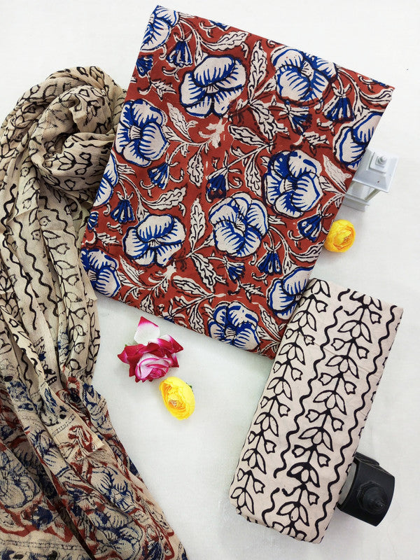 Cotton Suit Set with Chiffon Dupatta ( CH1300 )