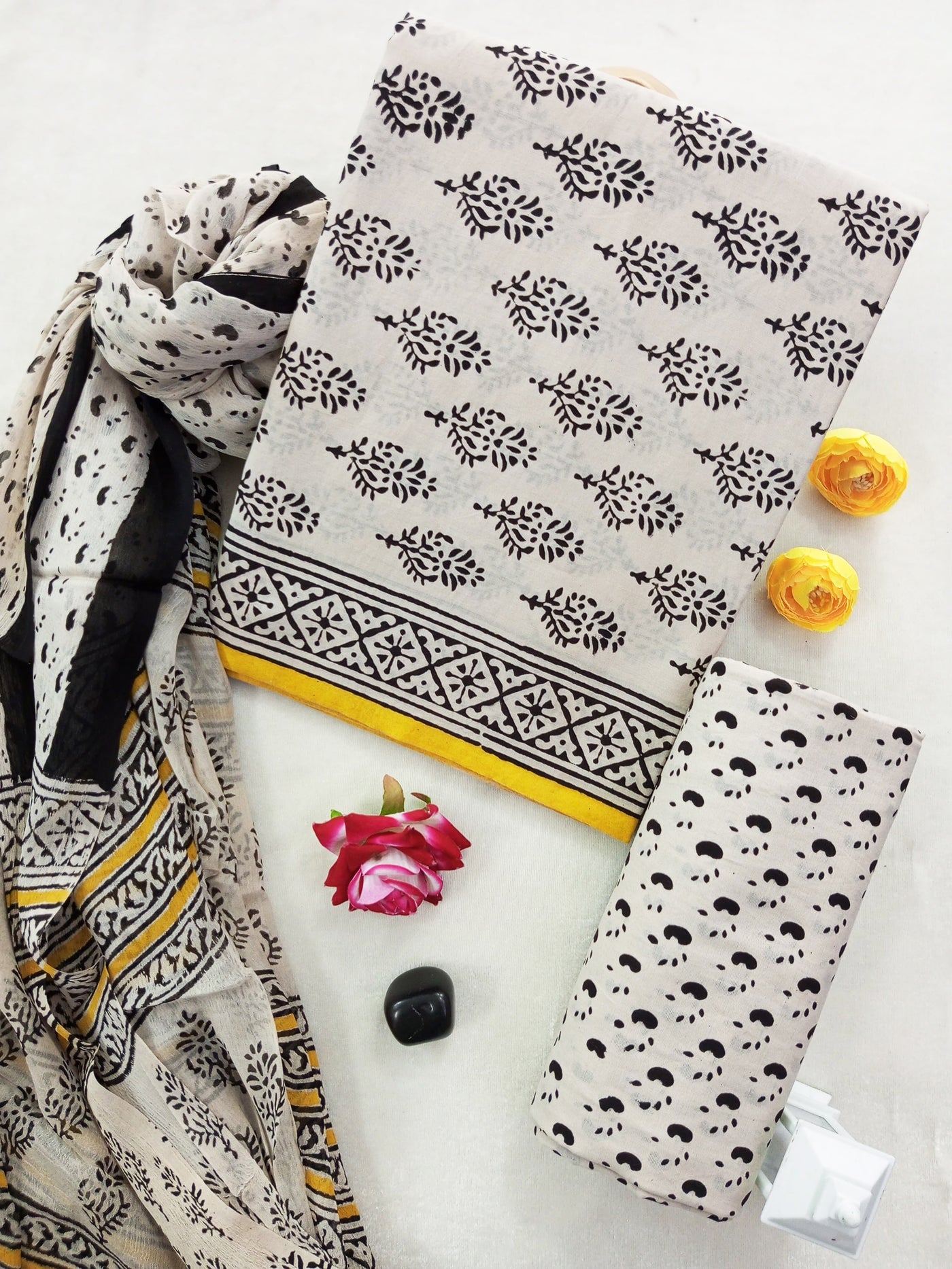 Cotton Suit Set with Chiffon Dupatta ( CH1313 )