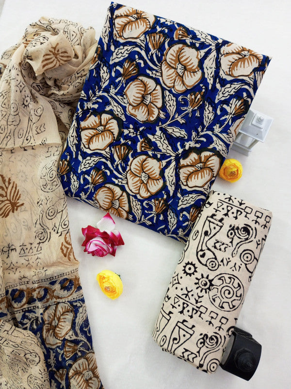 Cotton Suit Set with Chiffon Dupatta ( CH1302 )