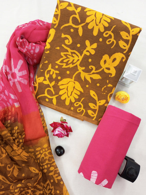 Cotton Suit Set with Chiffon Dupatta ( BTSJ 1283 )