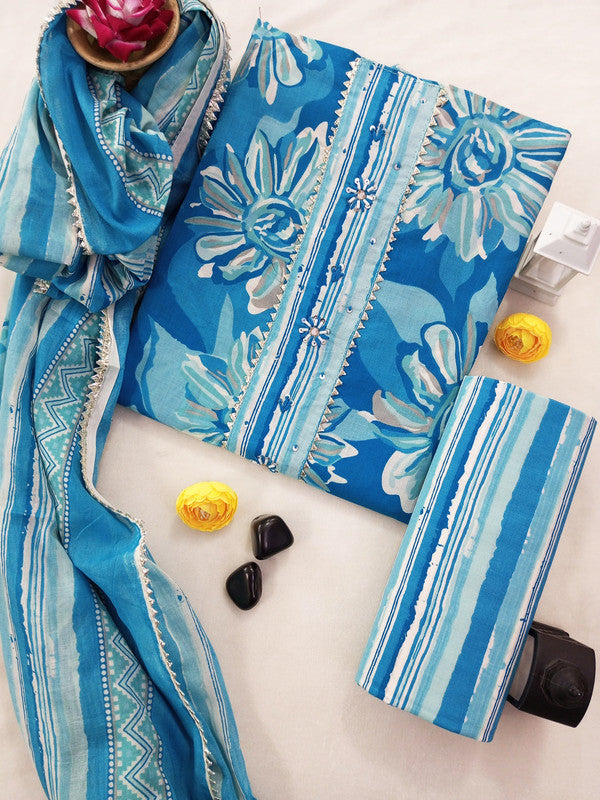 Gota Patti Cotton Suit Set with Cotton Dupatta ( GT2843 )