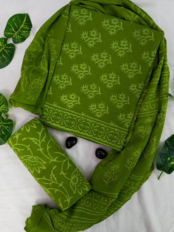 Cotton Suit Set with Chiffon Dupatta ( CH18512 )