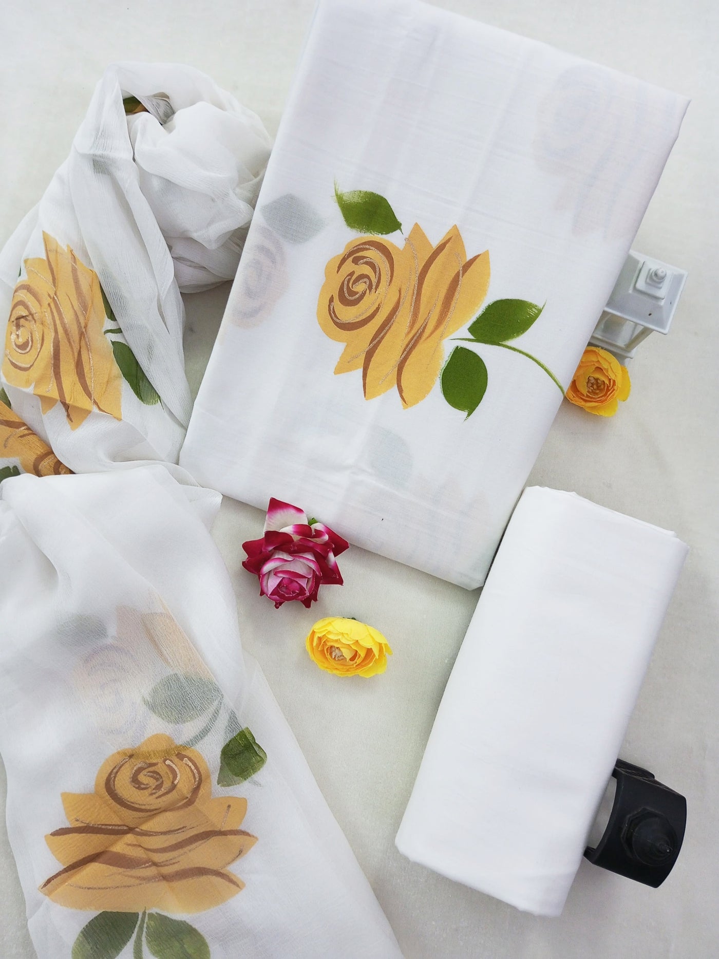 Cotton Suit Set with Chiffon Dupatta ( CH1291 )