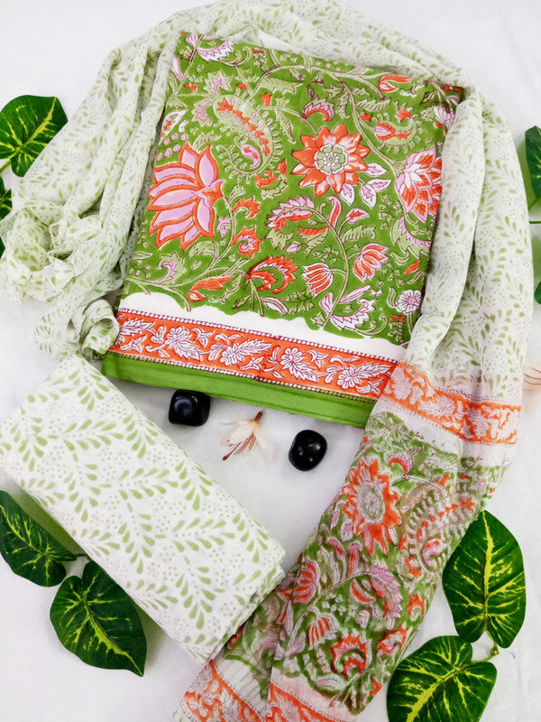 Cotton Suit Set with Chiffon Dupatta ( CH6603 )