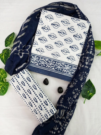 Cotton Suit Set with Chiffon Dupatta ( CH18514 )