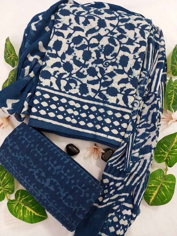 Cotton Suit Set with Chiffon Dupatta ( CH42051 )