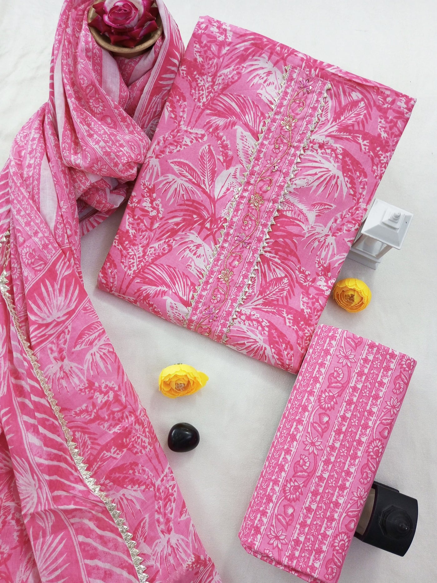Gota Patti Cotton Suit Set with Cotton Dupatta ( GT2775 )