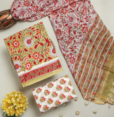 Cotton Suit Set with Kota Doria Dupatta ( CK01108 )