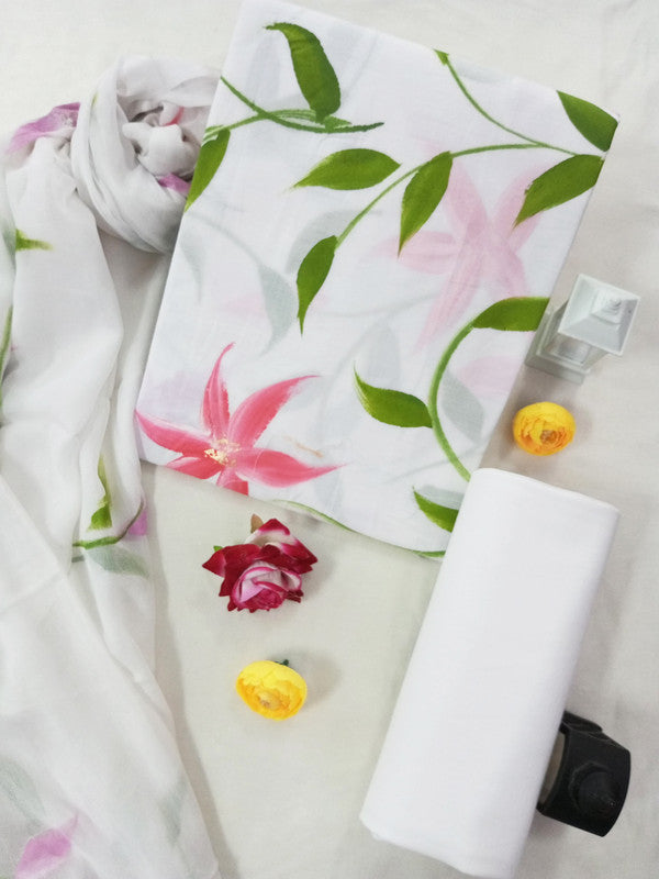 Cotton Suit Set with Chiffon Dupatta ( CH6884 )