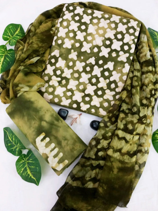 Cotton Suit Set with Chiffon Dupatta ( CH6609 )