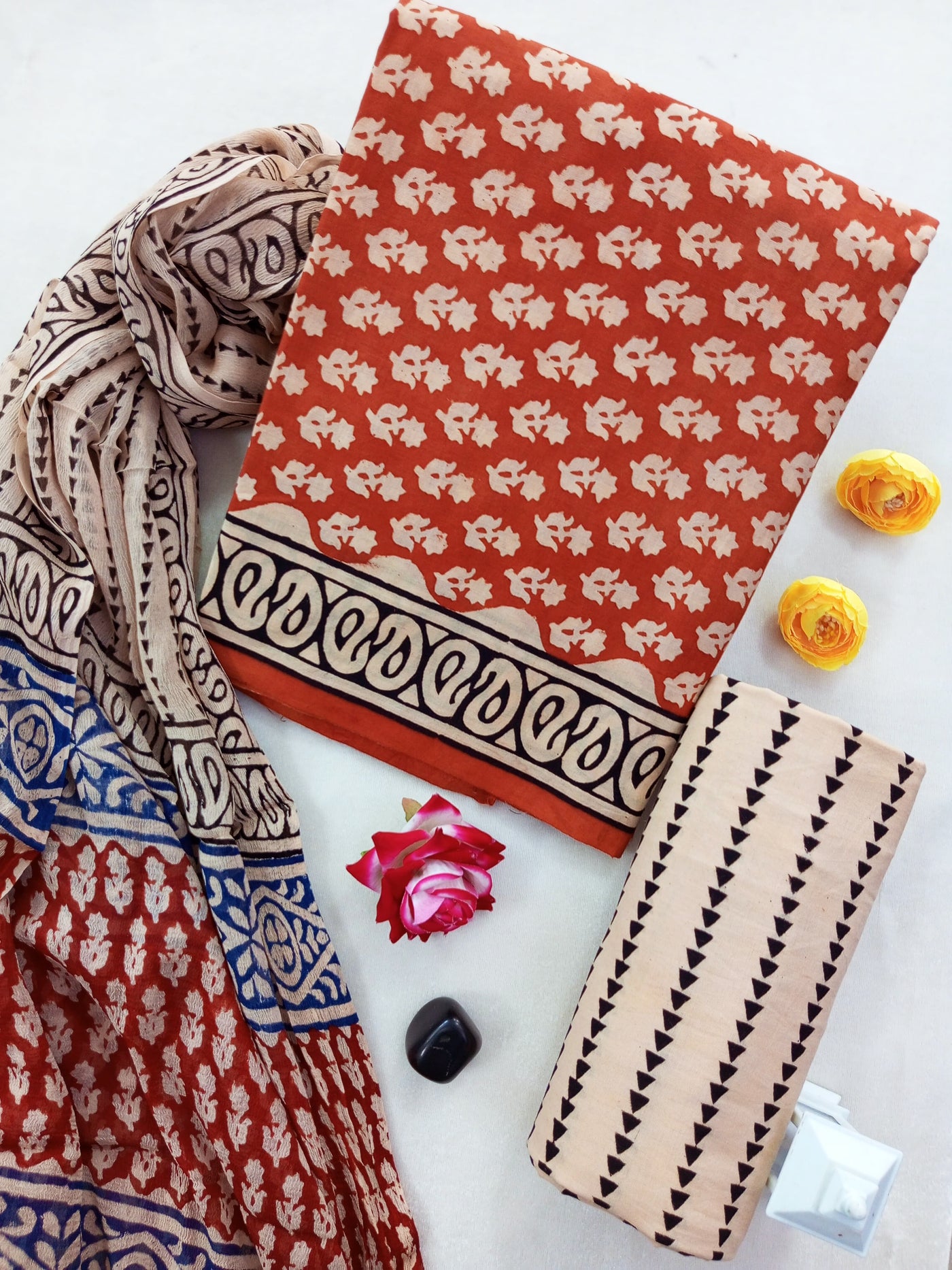 Cotton Suit Set with Chiffon Dupatta ( CH1314 )
