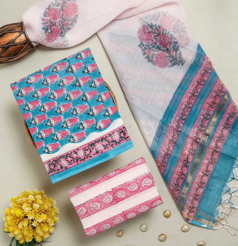 Cotton Suit Set with Kota Doria Dupatta ( CK01113 )