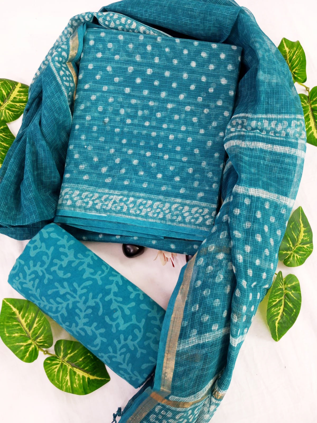 Traditional Block Print Kota Doria Suit Set ( KD5512 )