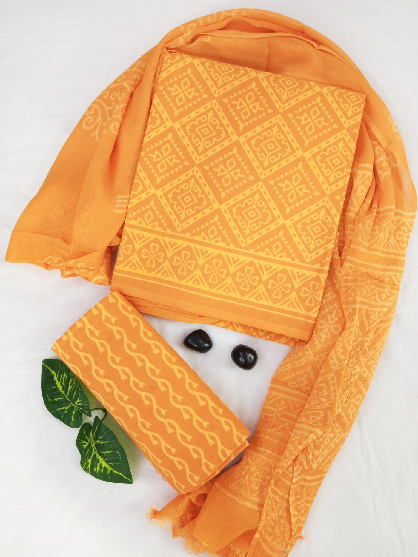 Cotton Suit Set with Chiffon Dupatta ( CH18611 )