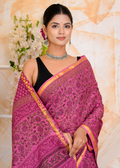 Premium Cotton Saree with Zari Border ( CS0213 )