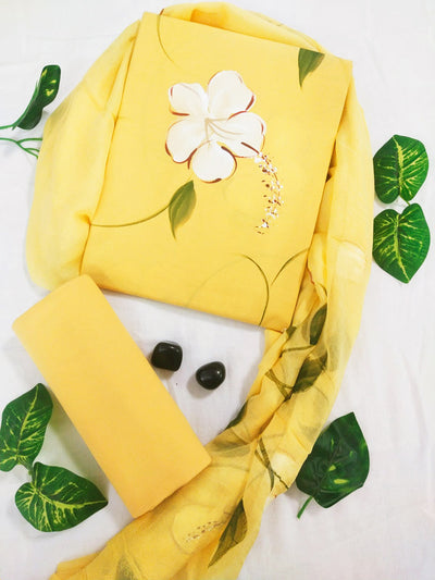 Cotton Suit Set with Chiffon Dupatta ( CH22713 )