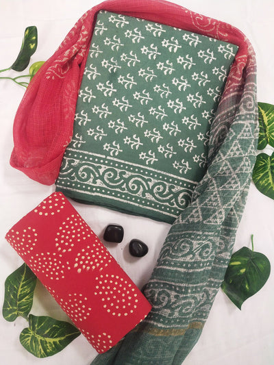 Cotton Suit Set with Kota Doria Dupatta ( CK12703 )
