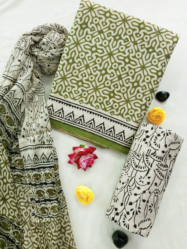 Cotton Suit Set with Chiffon Dupatta ( CH1351 )
