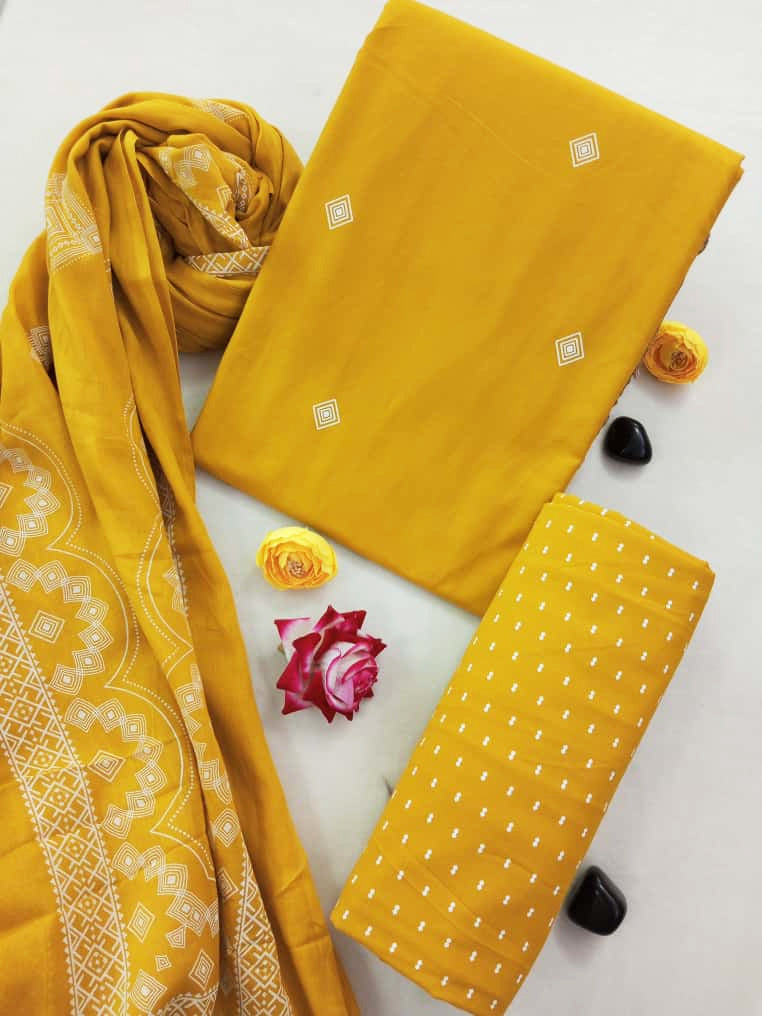 Cotton Suit Set with Cotton Dupatta ( CT10702)