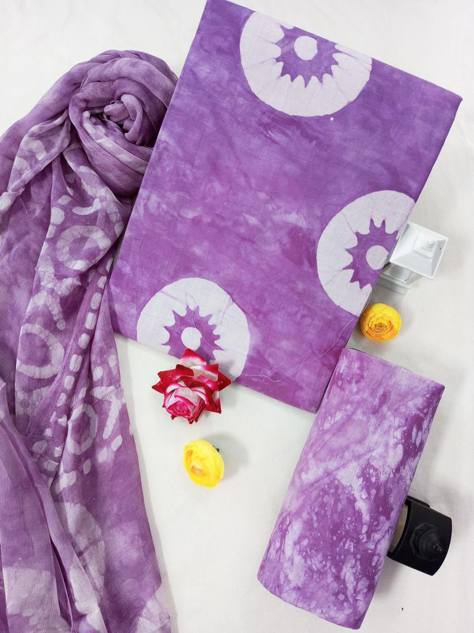 Cotton Suit Set with Chiffon Dupatta ( CH6891 )