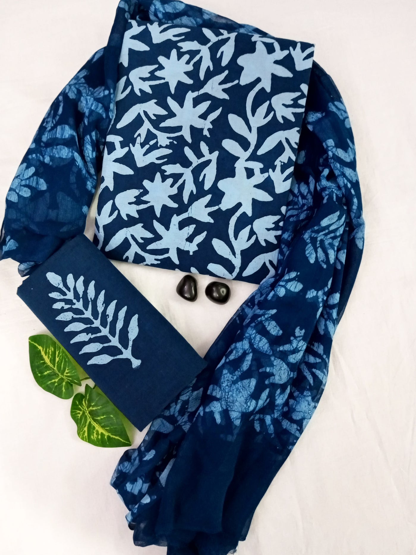 Cotton Suit Set with Chiffon Dupatta ( CH18614 )