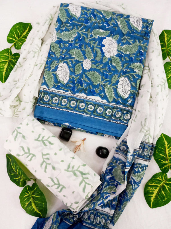 Cotton Suit Set with Chiffon Dupatta ( CH6613 )