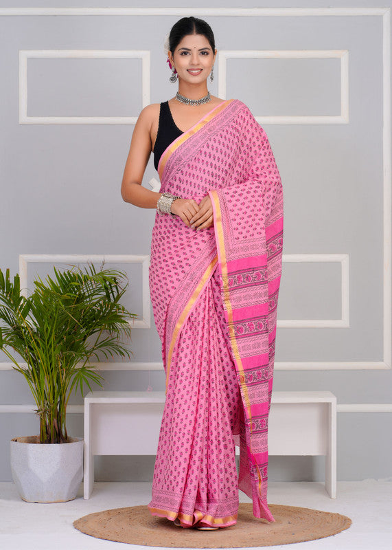 Premium Cotton Saree with Zari Border ( CS0215 )