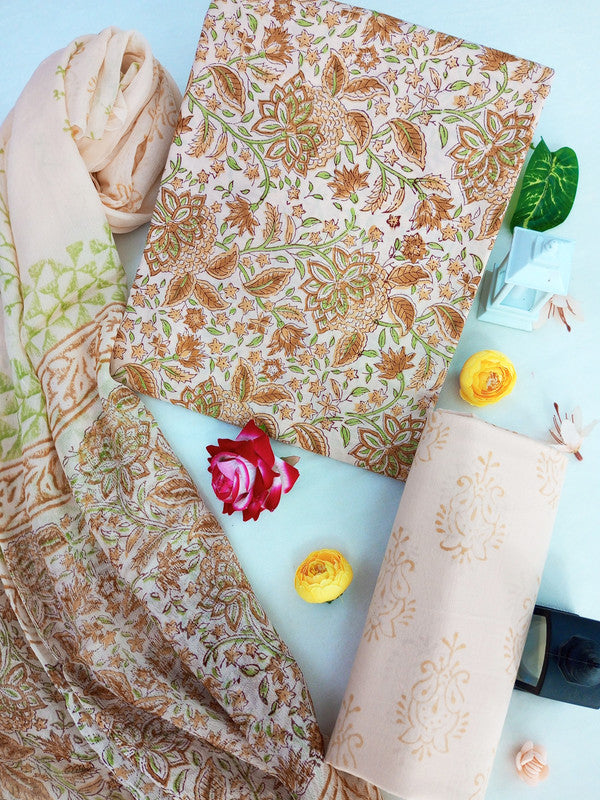 Cotton Suit Set with Chiffon Dupatta ( CH5958 )