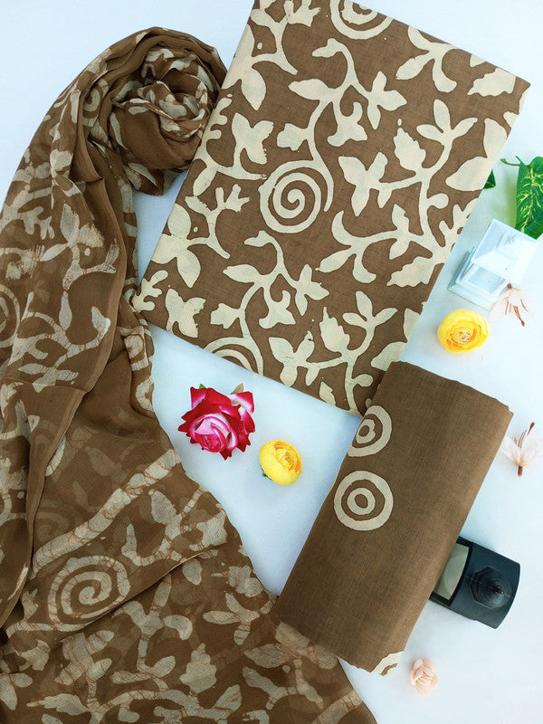 Cotton Suit Set with Chiffon Dupatta ( CH5961 )