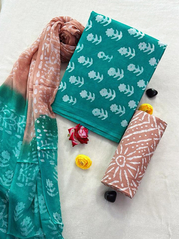 Cotton Suit Set with Chiffon Dupatta ( CH1353 )