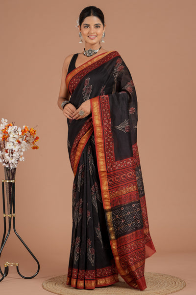 Maheshwari Silk Bagru Print Saree ( MS8422 )