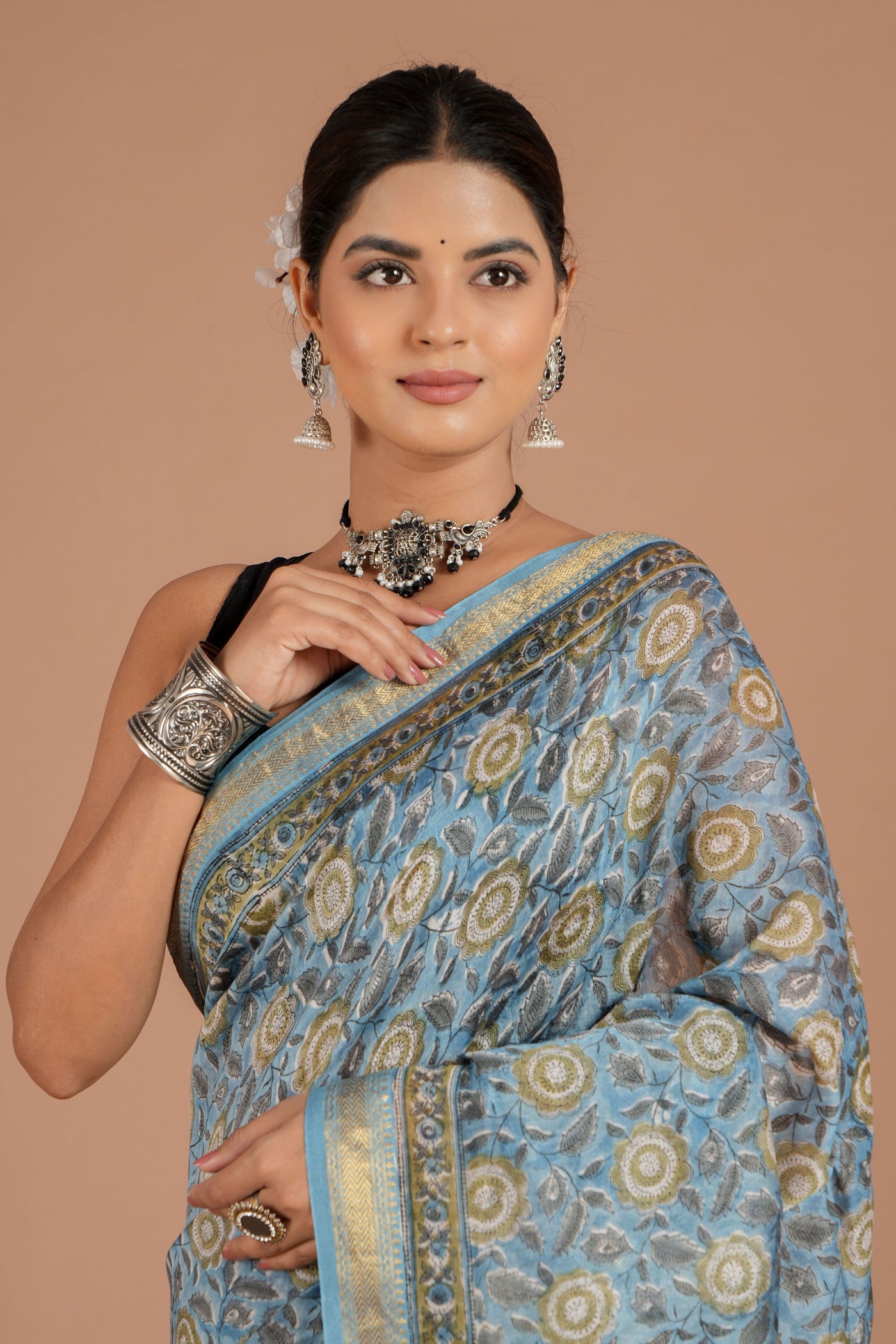 Maheshwari Silk Bagru Print Saree ( MS8423 )