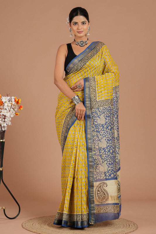 Maheshwari Silk Bagru Print Saree ( MS8424 )