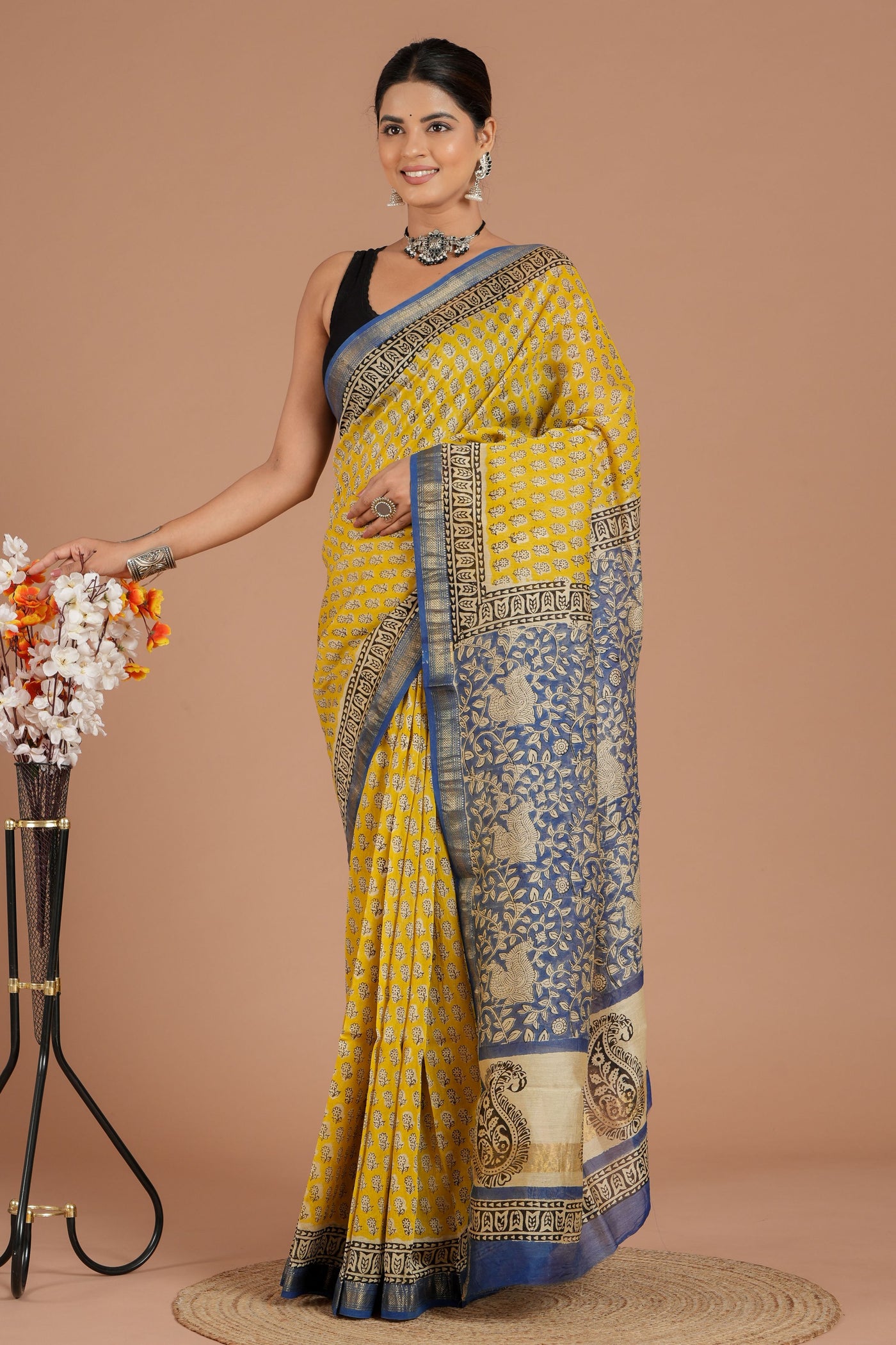 Maheshwari Silk Bagru Print Saree ( MS8424 )