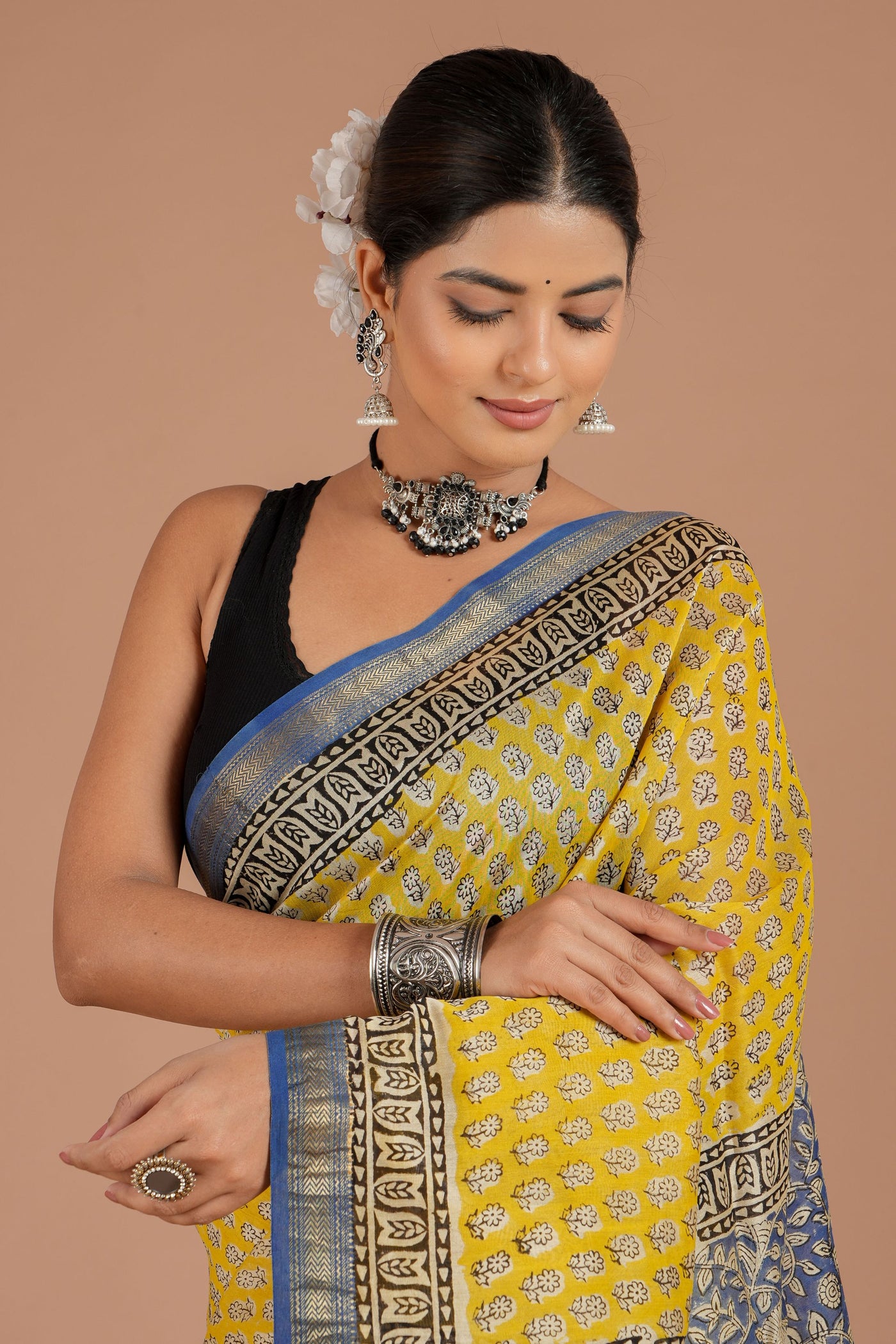 Maheshwari Silk Bagru Print Saree ( MS8424 )