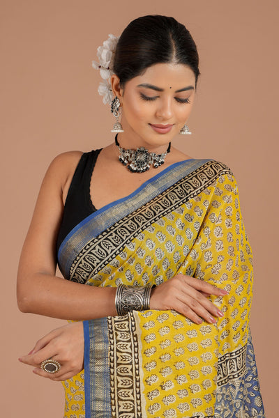 Maheshwari Silk Bagru Print Saree ( MS8424 )