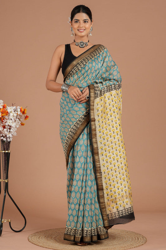 Maheshwari Silk Bagru Print Saree ( MS8425 )