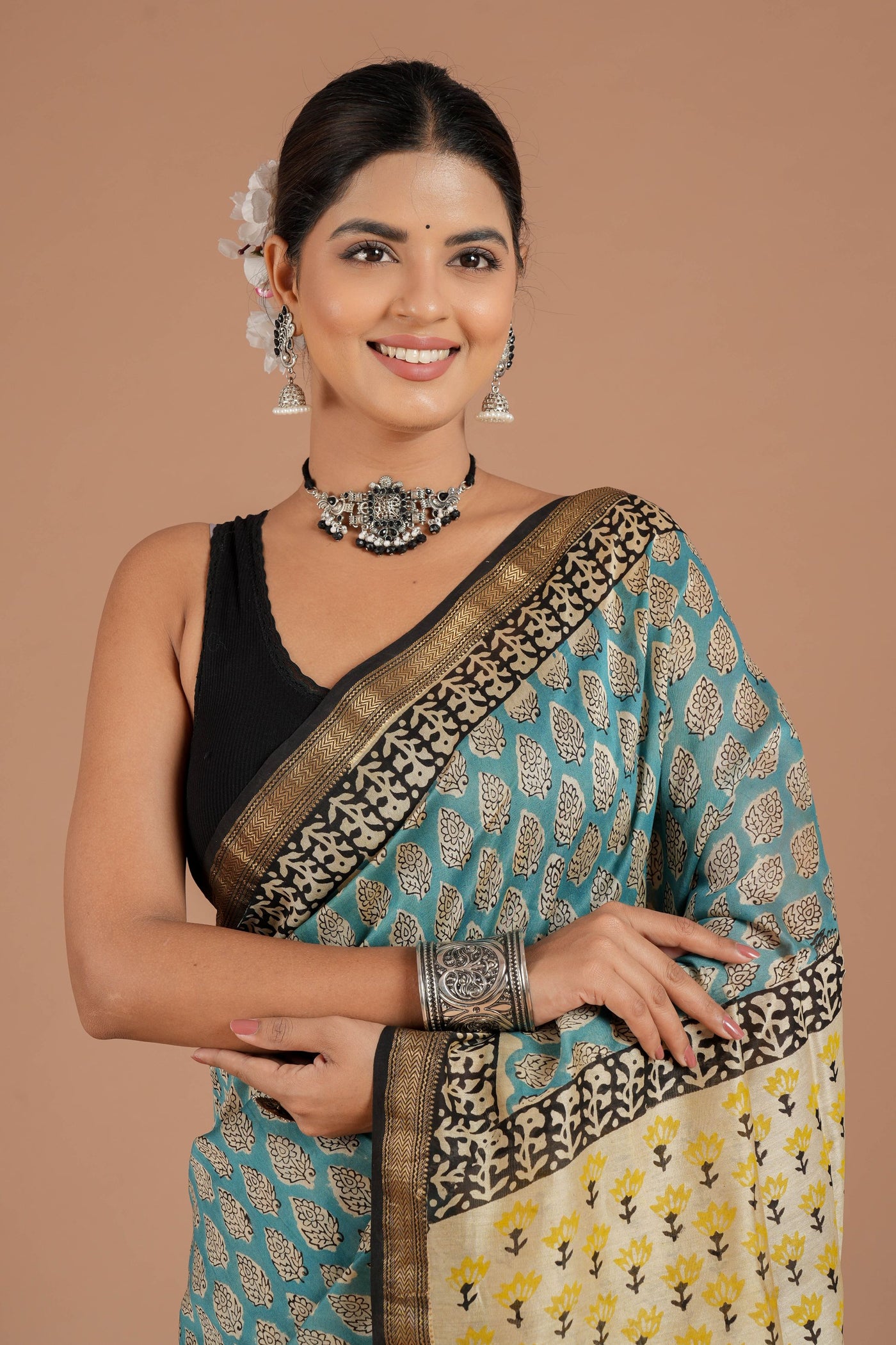Maheshwari Silk Bagru Print Saree ( MS8425 )