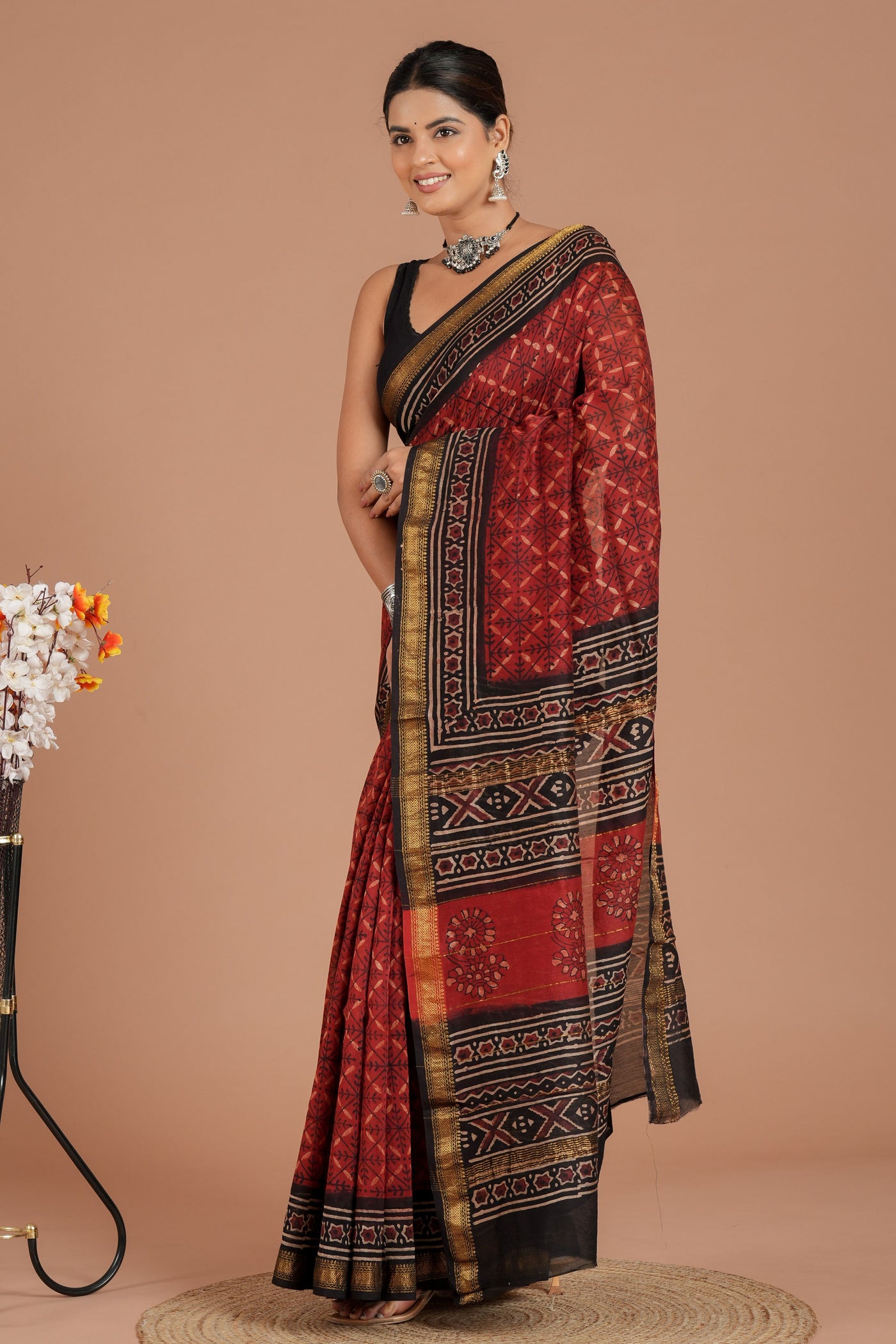 Maheshwari Silk Bagru Print Saree ( MS8426 )