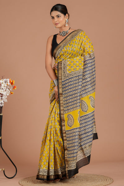 Maheshwari Silk Bagru Print Saree ( MS8427 )
