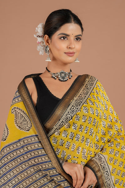 Maheshwari Silk Bagru Print Saree ( MS8427 )