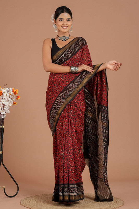 Maheshwari Silk Bagru Print Saree ( MS8430 )