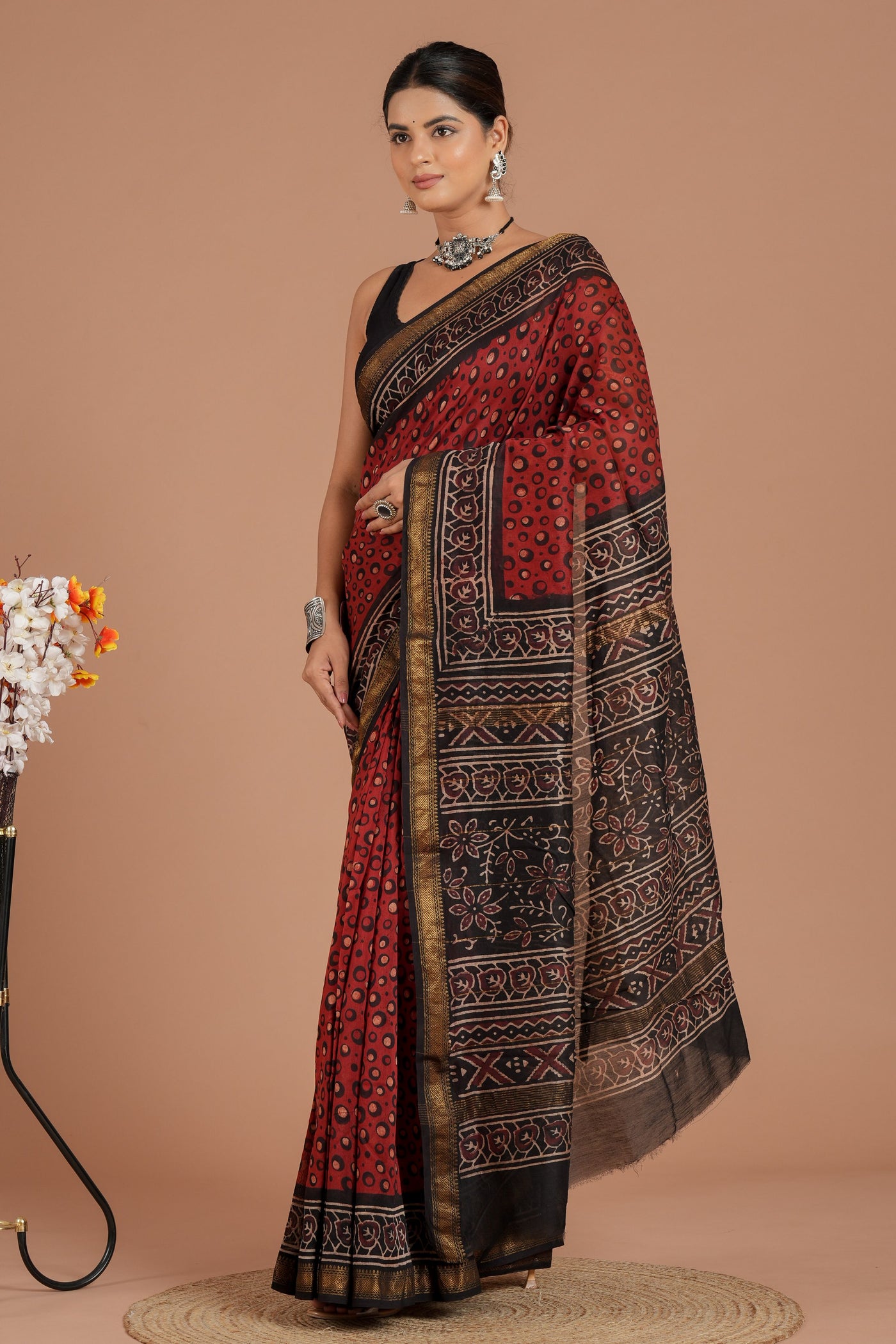 Maheshwari Silk Bagru Print Saree ( MS8430 )