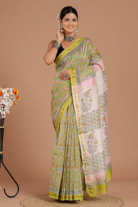 Maheshwari Silk Bagru Print Saree ( MS8431 )