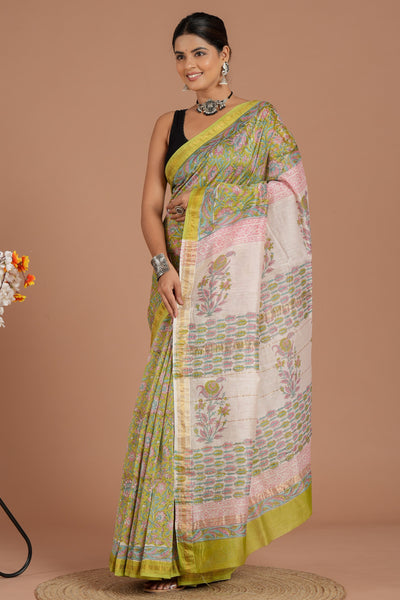 Maheshwari Silk Bagru Print Saree ( MS8431 )