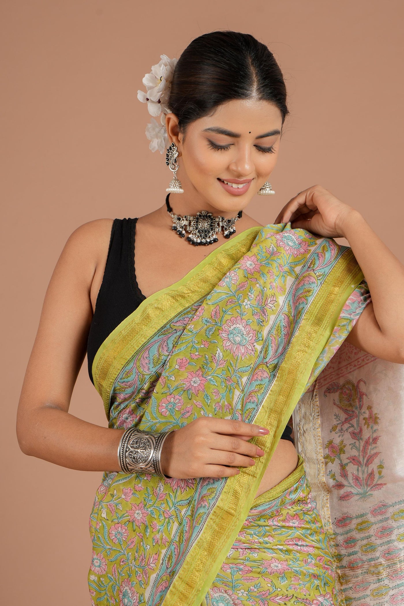 Maheshwari Silk Bagru Print Saree ( MS8431 )