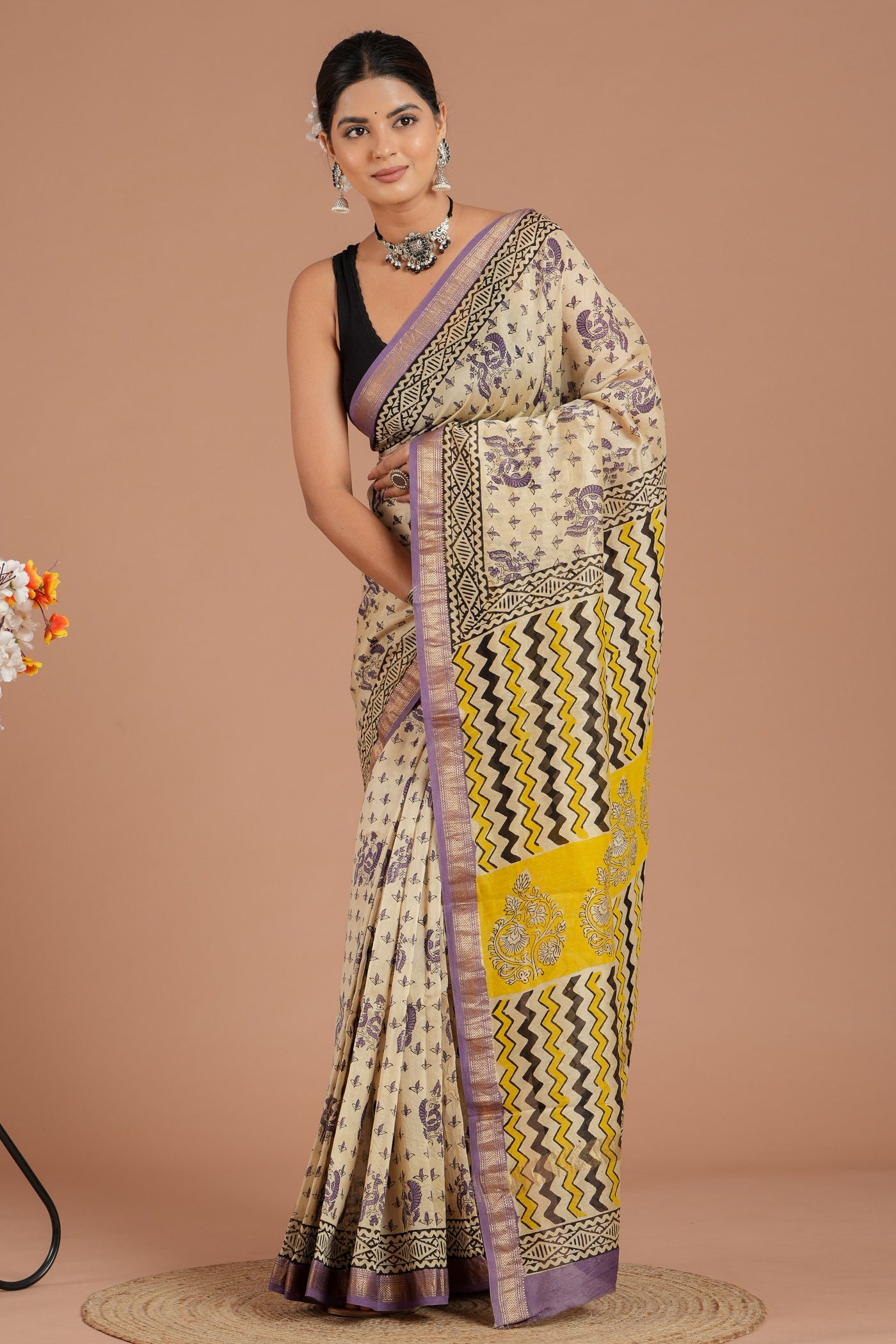 Maheshwari Silk Bagru Print Saree ( MS8432 )