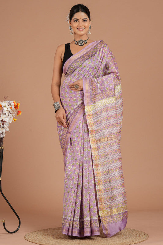 Maheshwari Silk Bagru Print Saree ( MS8433 )